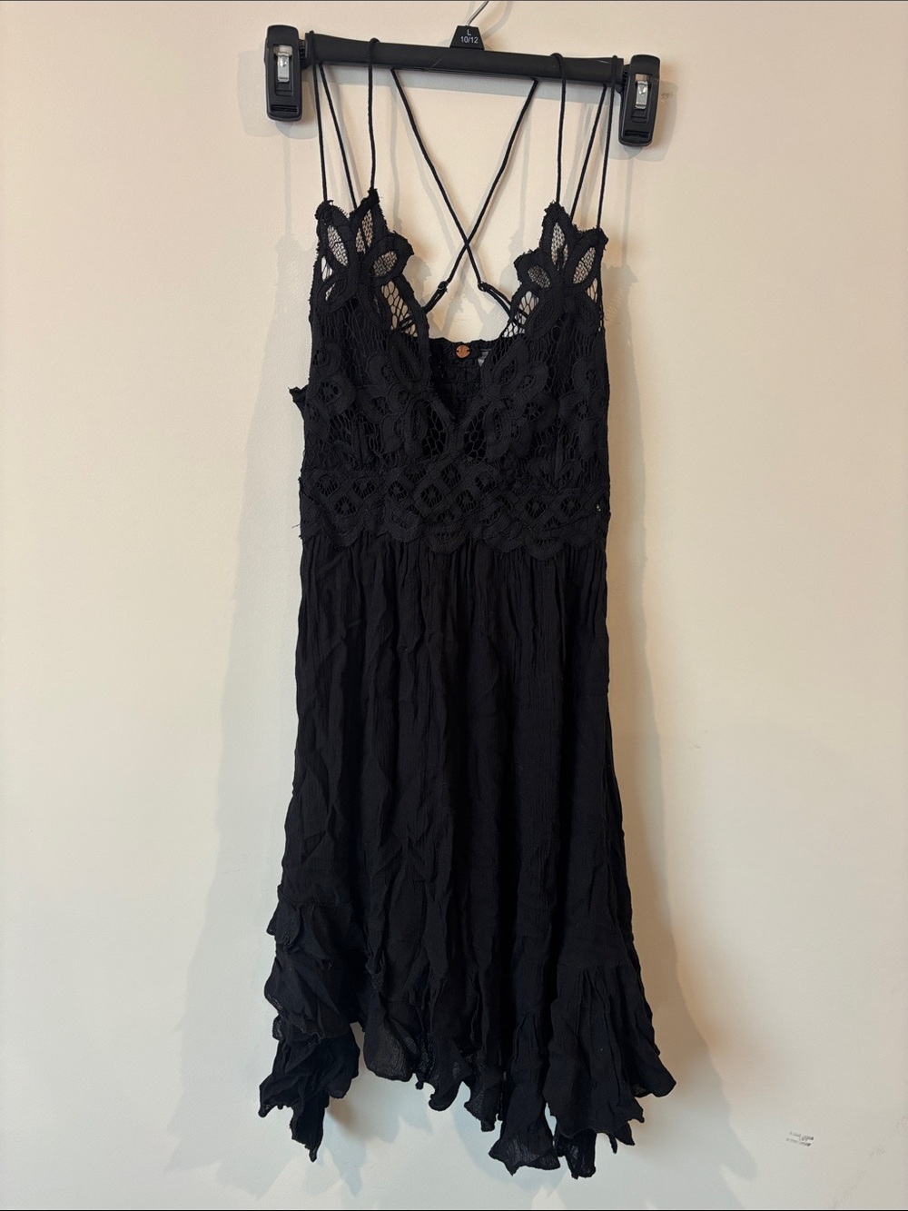 Free People Black Crochet Lace Strappy Dress